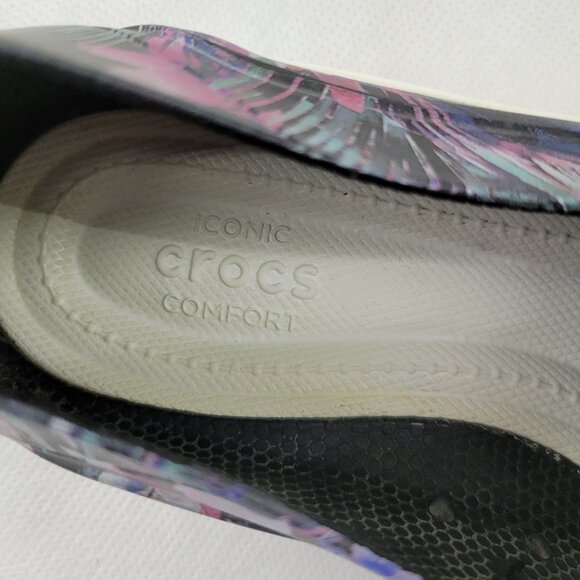 Crocs Shoes Women's 9 Black Floral 204623 Citilane Roka Slip On Perforated - Picture 8 of 16